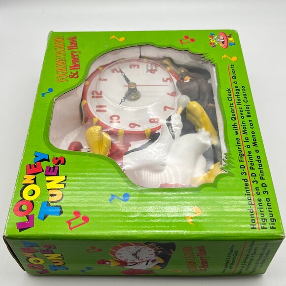 Looney Tunes FOGHORN LEGHORN & HENERY HAWK Rooster Figurine Quartz Clock RARE - Picture 6 of 11